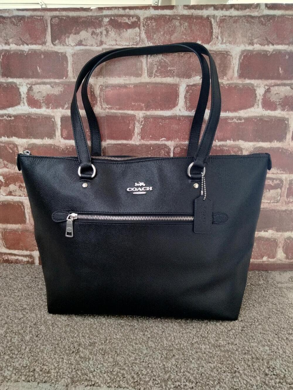 Coach Gallery Tote Black Pebble Leather - Zip Shoulder Bag Travel Purse F79608